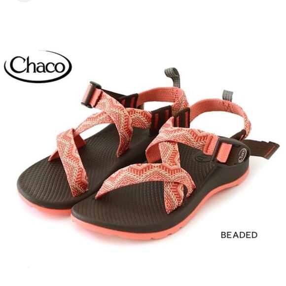 Chaco Z/1 Ecotread Beaded Rose Kids' 4 Sandal Pink Brown Outdoor Water - Picture 1 of 9